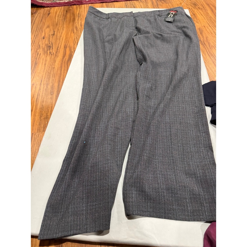 Officecore Woman Sag Harbor Plaid Curvy Fit Dress Pants 22W Charcoal Blue